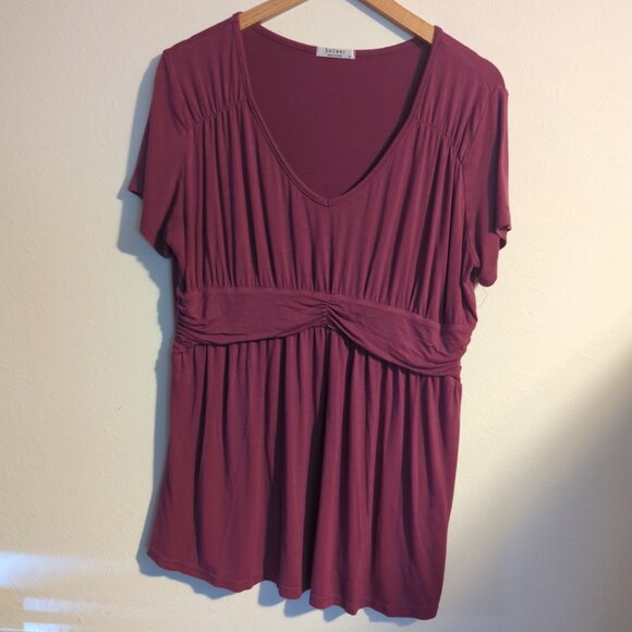 Zeagoo Short Sleeve Pleated Empire Waist Blouse Size XL - Picture 2 of 7